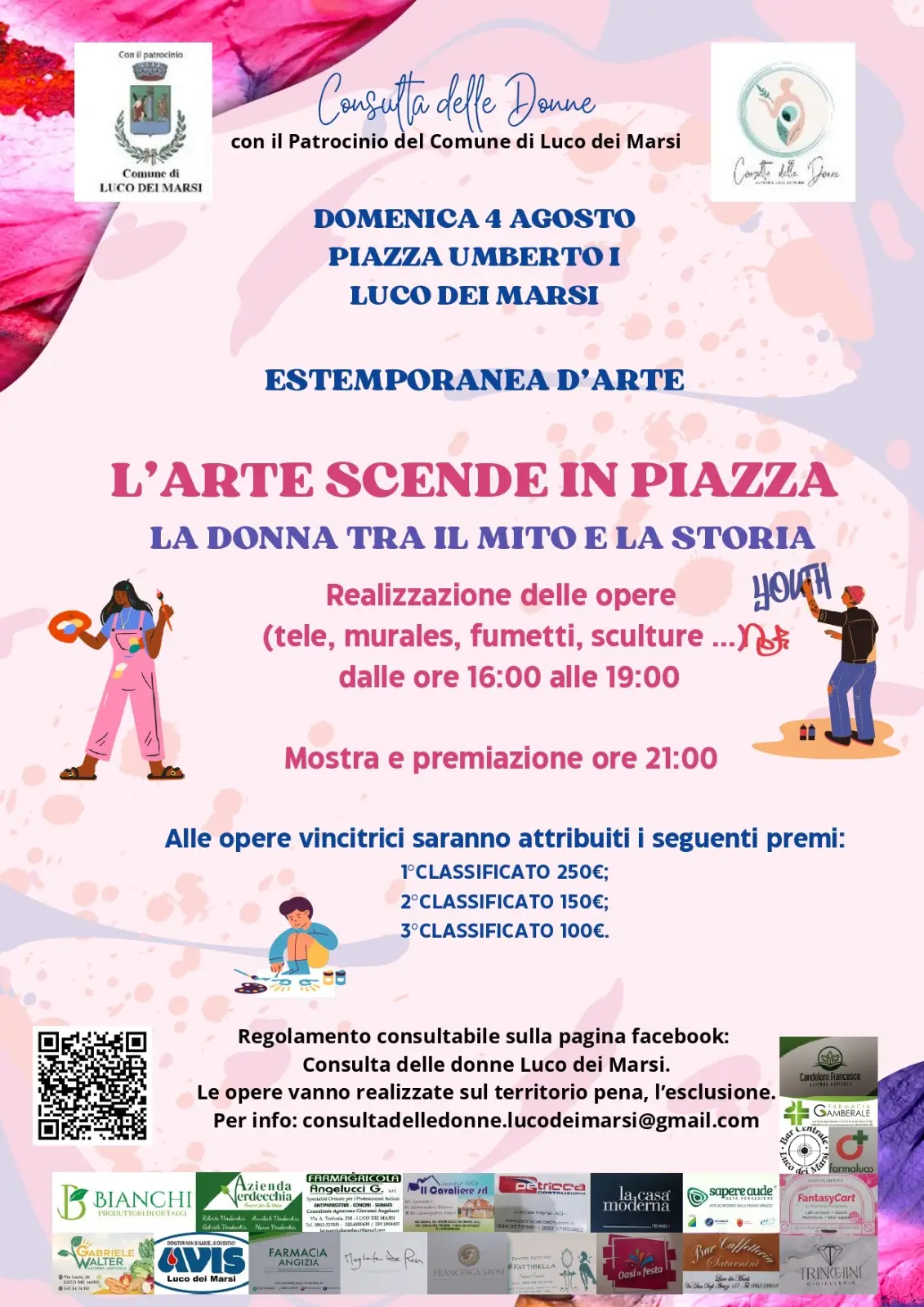 Estemporanea d'arte - L'Arte scende in piazza - La Donna tra il mito e la storia - Bando di concorso - 04 agosto 2024 Estemporanea d'arte - L'Arte scende in piazza - La Donna tra il mito e la storia - Bando di concorso - 04 agosto 2024